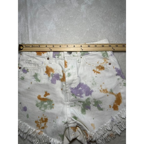 Wild Fable Women Shorts-00 White MultiColor Splatter Pattern Highest Rise Jean - Picture 6 of 9